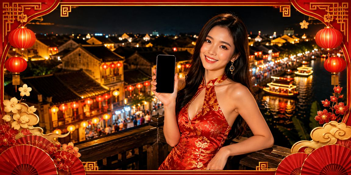 Người dùng Hội An xem tình huống mobile casino dưới ánh đèn lồng